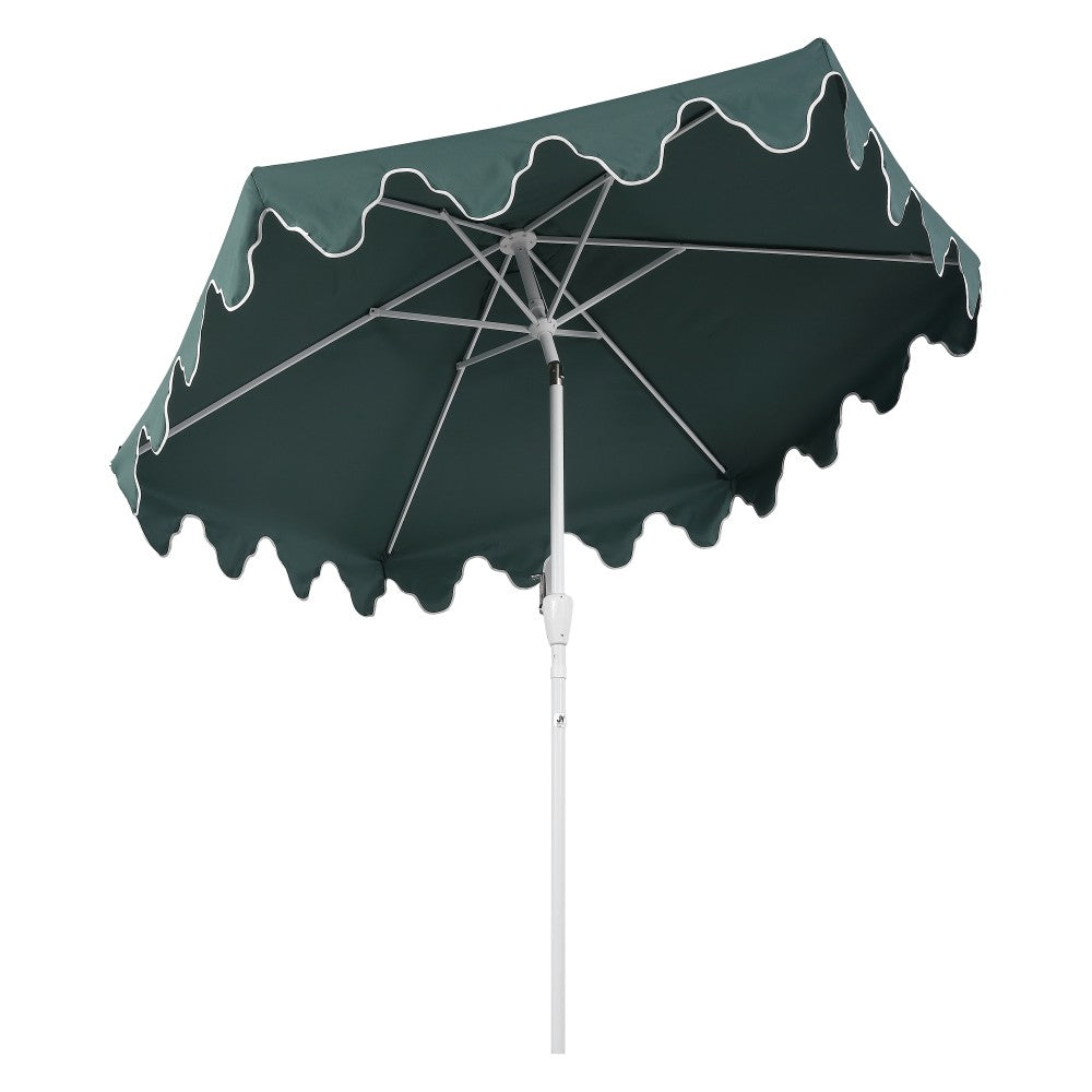 Oakhaven 9 ft. Bohemian Coastal Lotus Scallop Market Patio Umbrella with Auto-Tilt Crank Wind Vent and UV Protection