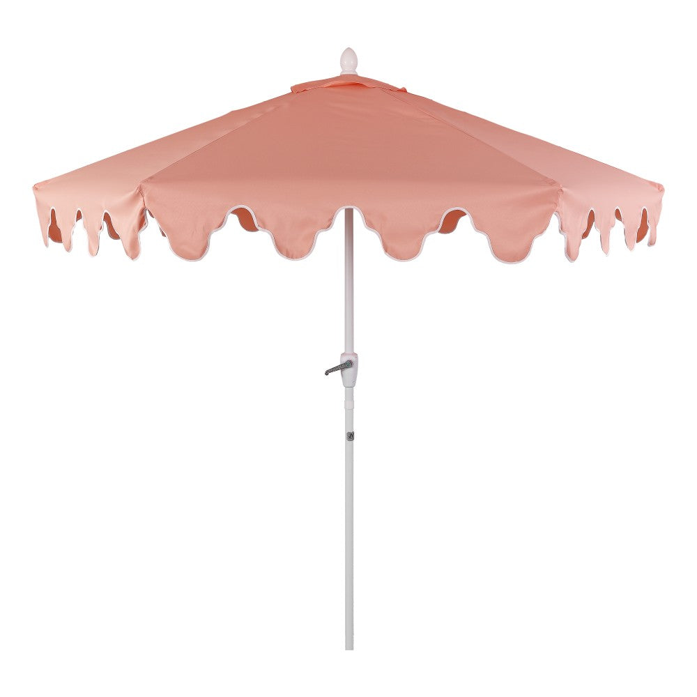 Oakhaven 9 ft. Bohemian Coastal Lotus Scallop Market Patio Umbrella with Auto-Tilt Crank Wind Vent and UV Protection