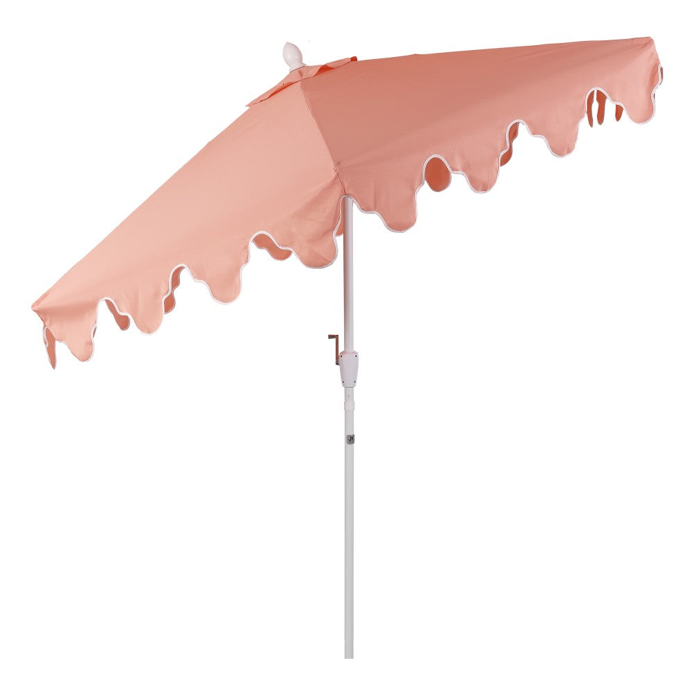 Oakhaven 9 ft. Bohemian Coastal Lotus Scallop Market Patio Umbrella with Auto-Tilt Crank Wind Vent and UV Protection