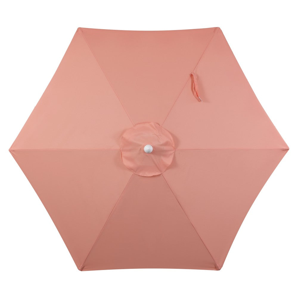 Oakhaven 9 ft. Bohemian Coastal Lotus Scallop Market Patio Umbrella with Auto-Tilt Crank Wind Vent and UV Protection