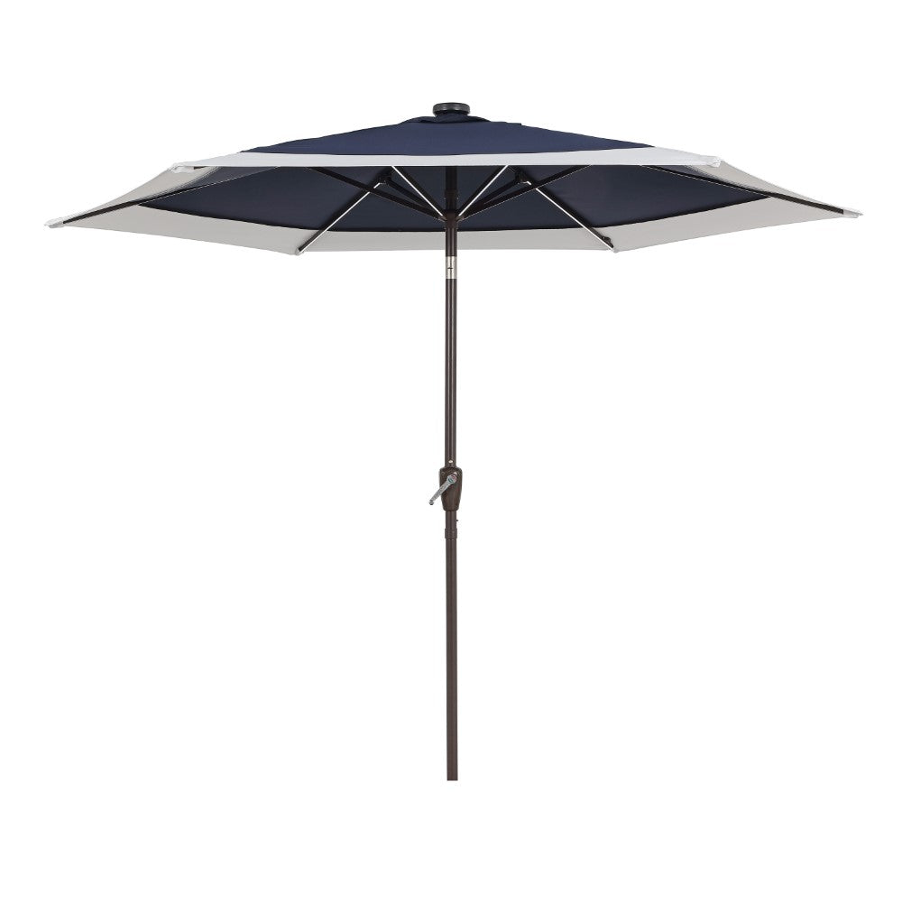 Nancy 9 ft. Classic Coastal 2-Tone Solar LED Market Patio Umbrella