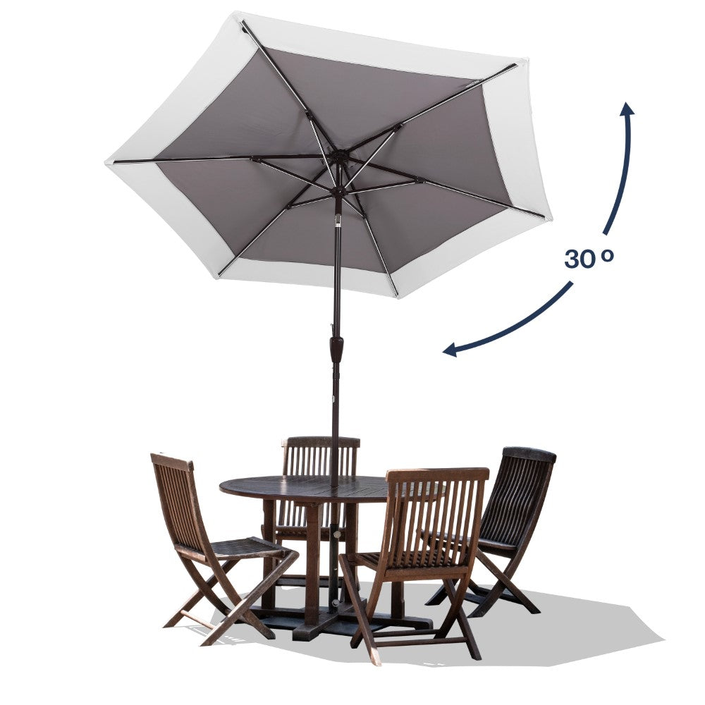 Nancy 9 ft. Classic Coastal 2-Tone Solar LED Market Patio Umbrella