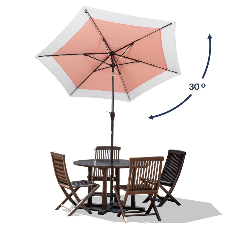 Nancy 9 ft. Classic Coastal 2-Tone Solar LED Market Patio Umbrella
