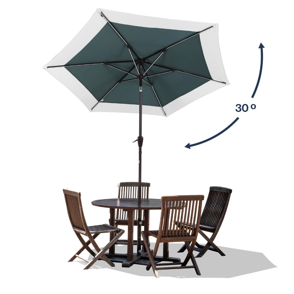 Nancy 9 ft. Classic Coastal 2-Tone Solar LED Market Patio Umbrella