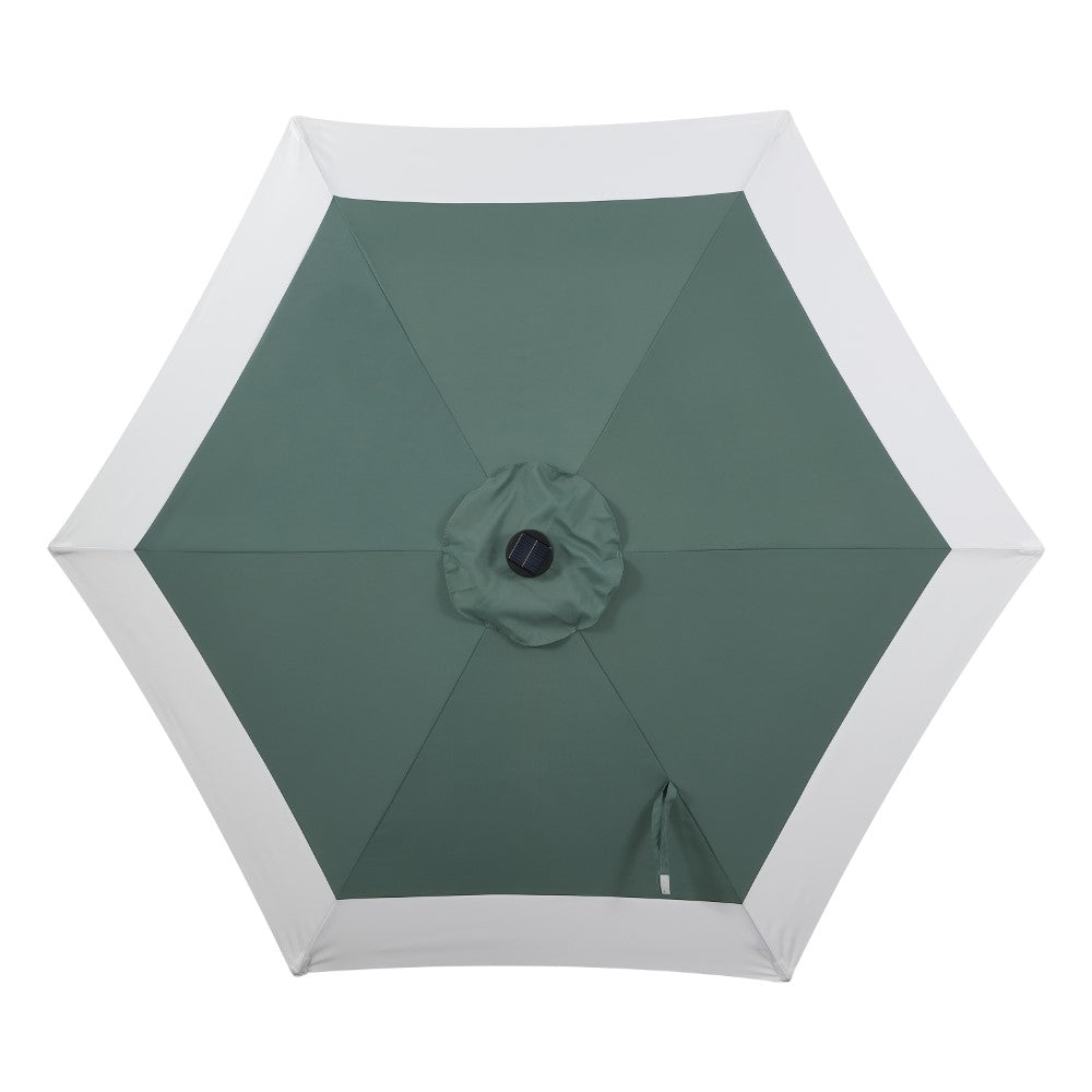 Nancy 9 ft. Classic Coastal 2-Tone Solar LED Market Patio Umbrella