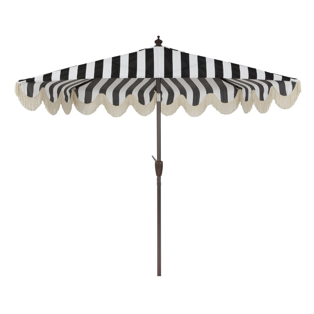 Looney 9 ft. Designer Classic Scalloped Fringe Half Market Patio Umbrella