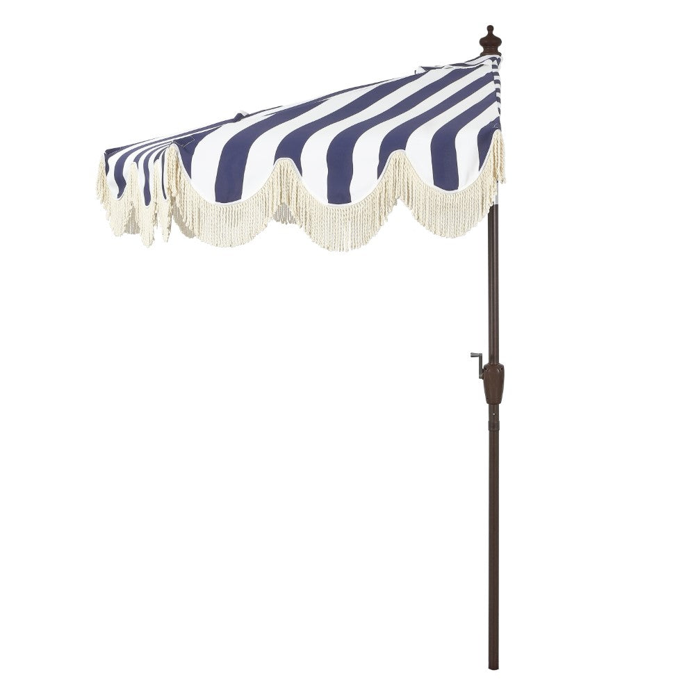 Looney 9 ft. Designer Classic Scalloped Fringe Half Market Patio Umbrella