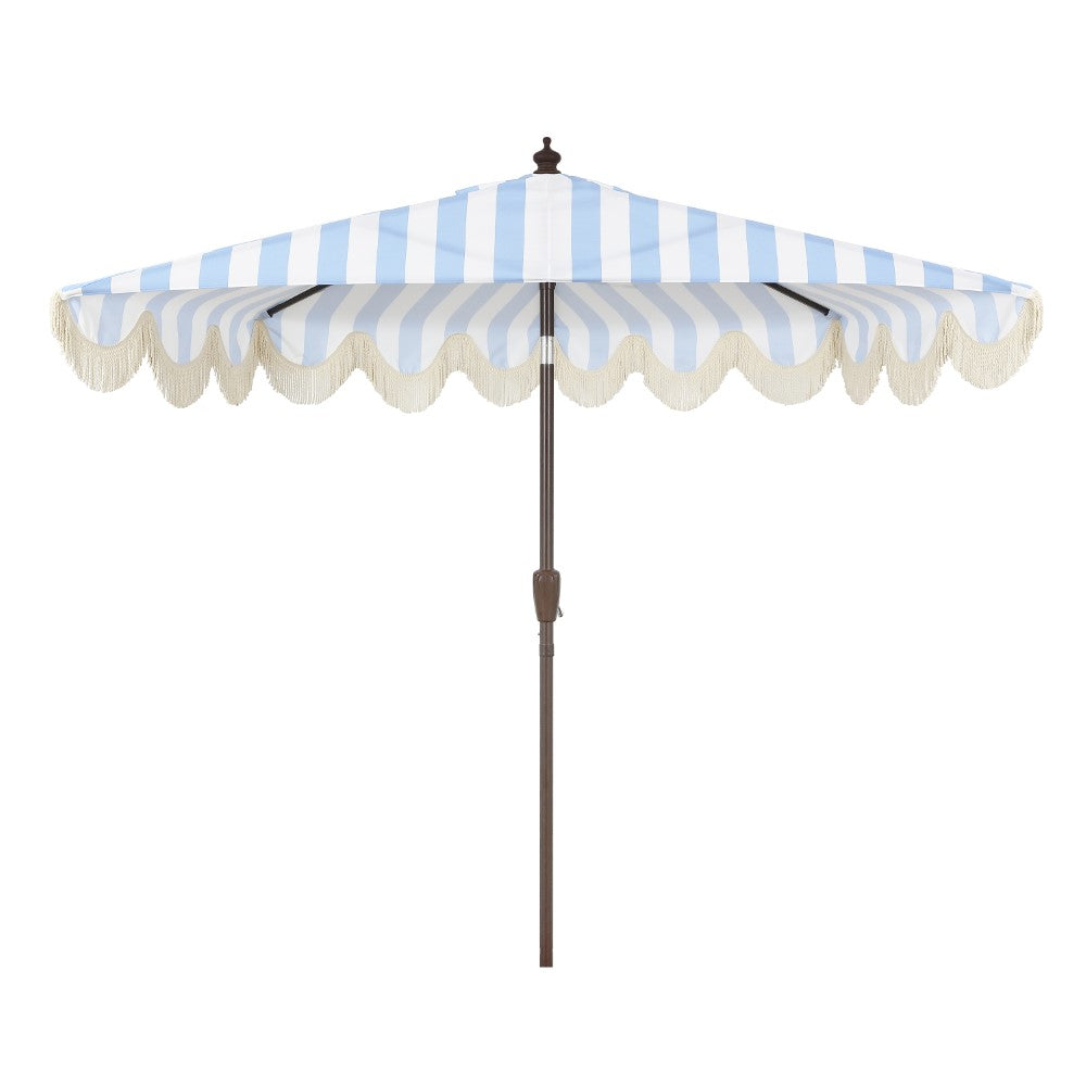 Looney 9 ft. Designer Classic Scalloped Fringe Half Market Patio Umbrella