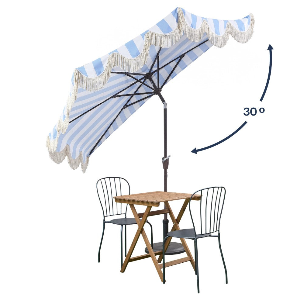Looney 9 ft. Designer Classic Scalloped Fringe Half Market Patio Umbrella