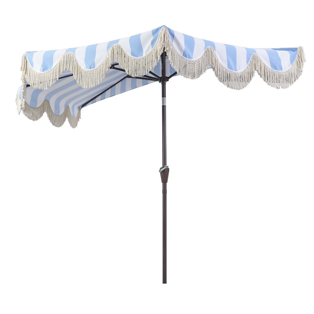 Looney 9 ft. Designer Classic Scalloped Fringe Half Market Patio Umbrella