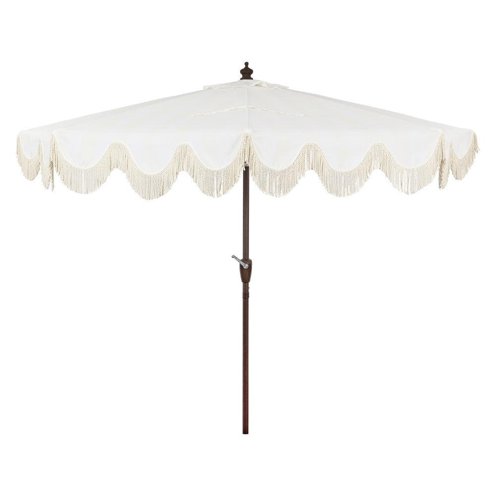 Looney 9 ft. Designer Classic Scalloped Fringe Half Market Patio Umbrella