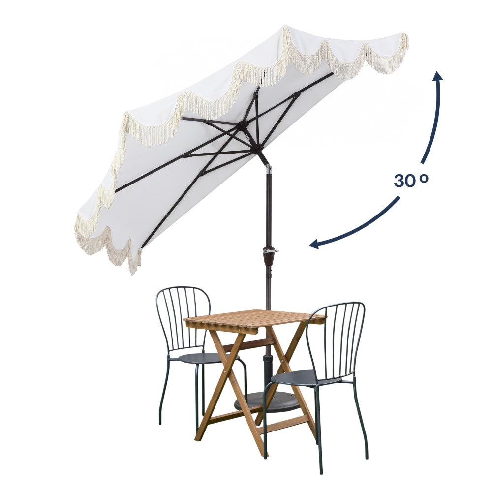 Looney 9 ft. Designer Classic Scalloped Fringe Half Market Patio Umbrella