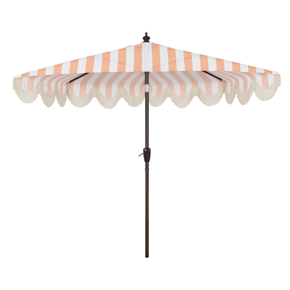 Looney 9 ft. Designer Classic Scalloped Fringe Half Market Patio Umbrella