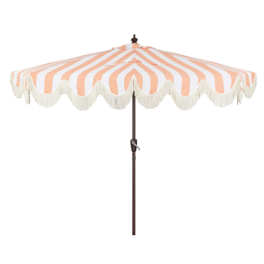 Looney 9 ft. Designer Classic Scalloped Fringe Half Market Patio Umbrella