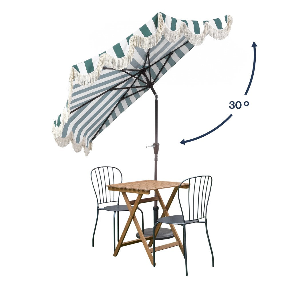 Looney 9 ft. Designer Classic Scalloped Fringe Half Market Patio Umbrella