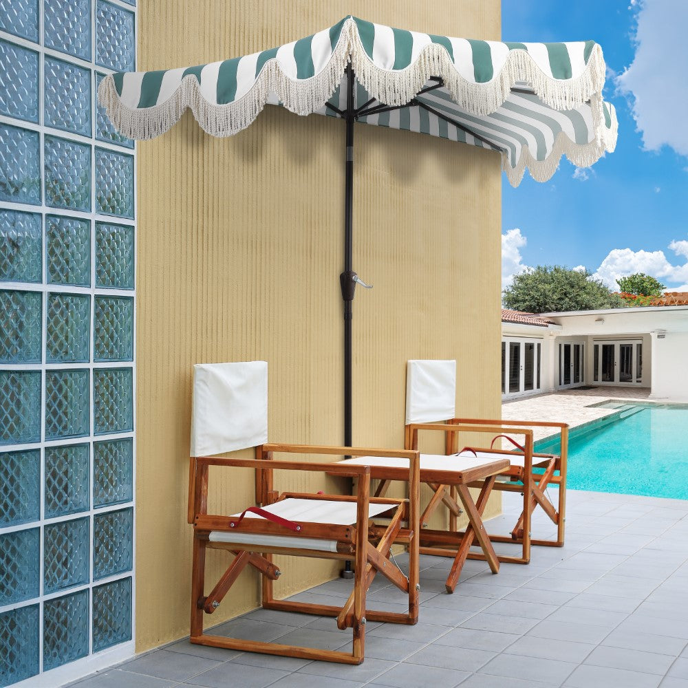 Looney 9 ft. Designer Classic Scalloped Fringe Half Market Patio Umbrella