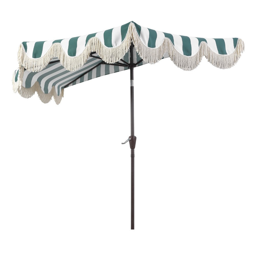 Looney 9 ft. Designer Classic Scalloped Fringe Half Market Patio Umbrella