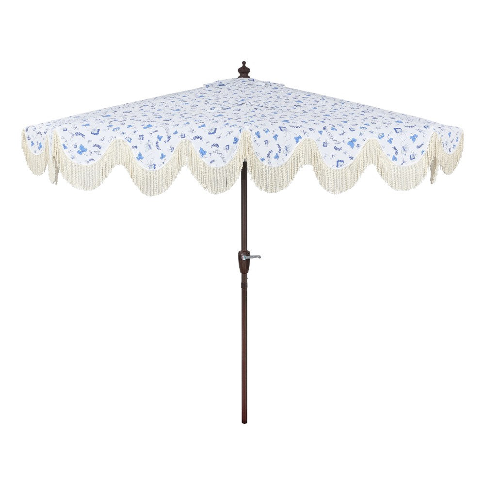Looney 9 ft. Designer Classic Scalloped Fringe Half Market Patio Umbrella
