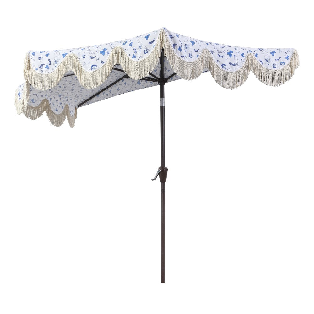 Looney 9 ft. Designer Classic Scalloped Fringe Half Market Patio Umbrella