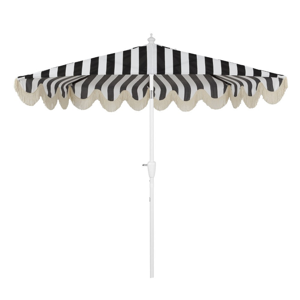 Looney 9 ft. Designer Classic Scalloped Fringe Half Market Patio Umbrella