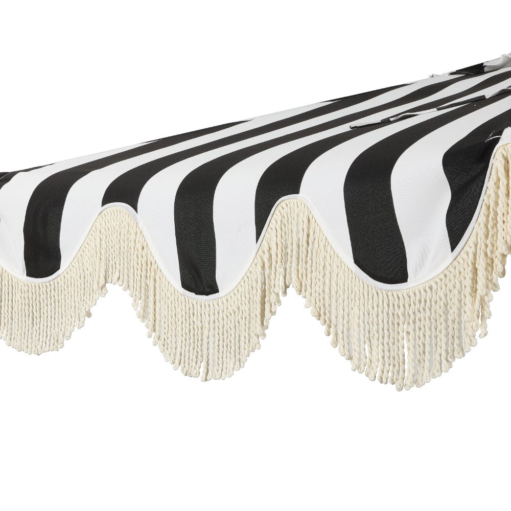 Looney 9 ft. Designer Classic Scalloped Fringe Half Market Patio Umbrella