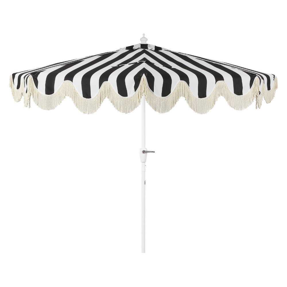 Looney 9 ft. Designer Classic Scalloped Fringe Half Market Patio Umbrella