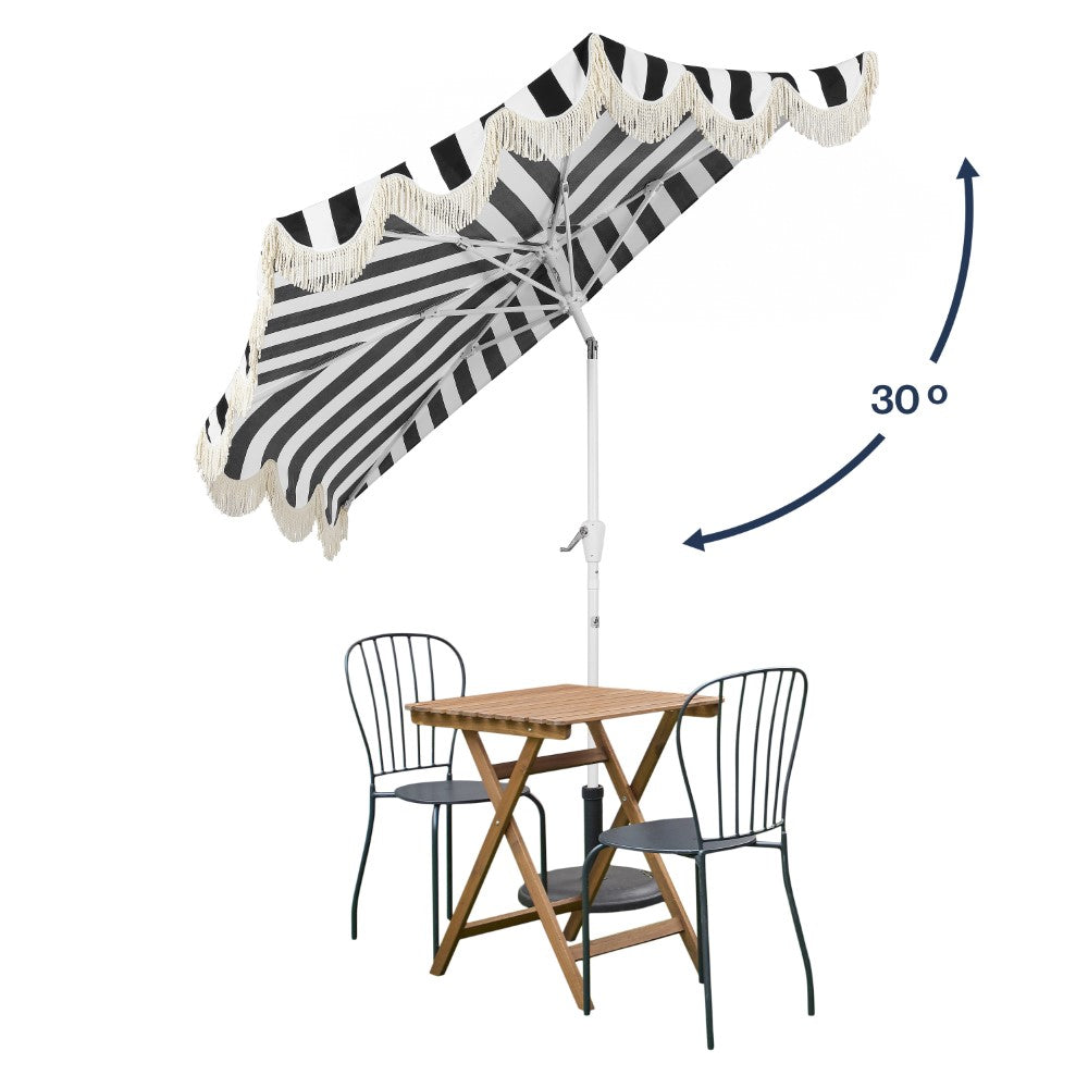 Looney 9 ft. Designer Classic Scalloped Fringe Half Market Patio Umbrella
