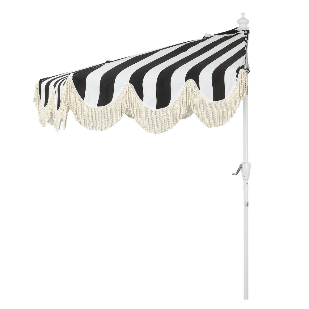 Looney 9 ft. Designer Classic Scalloped Fringe Half Market Patio Umbrella