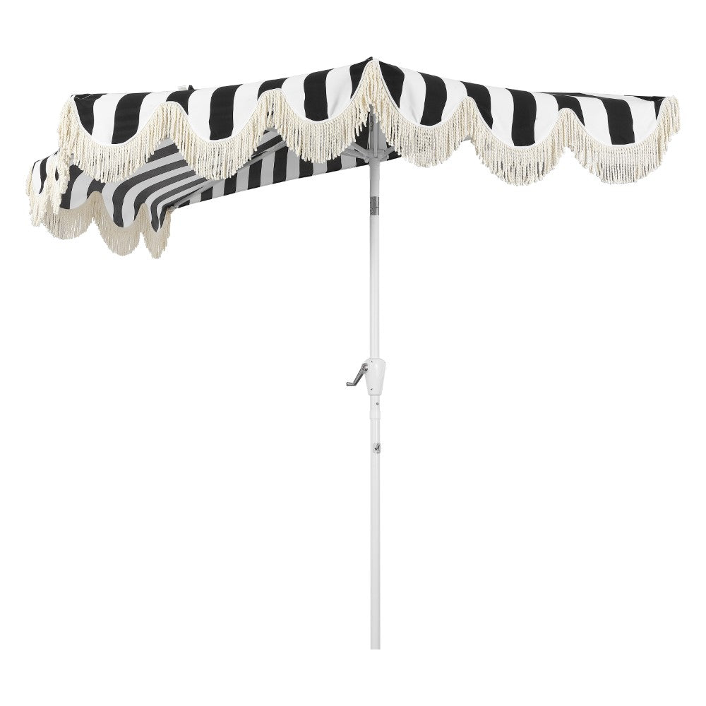 Looney 9 ft. Designer Classic Scalloped Fringe Half Market Patio Umbrella