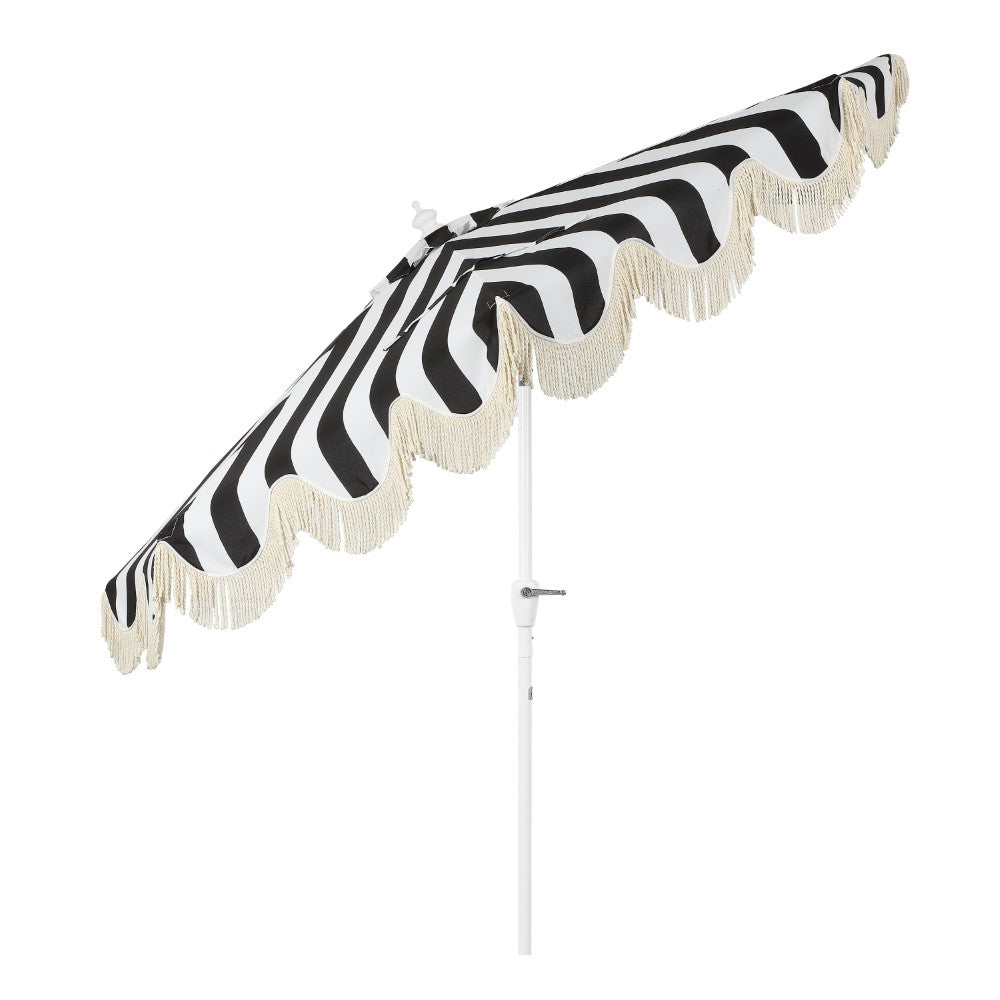 Looney 9 ft. Designer Classic Scalloped Fringe Half Market Patio Umbrella