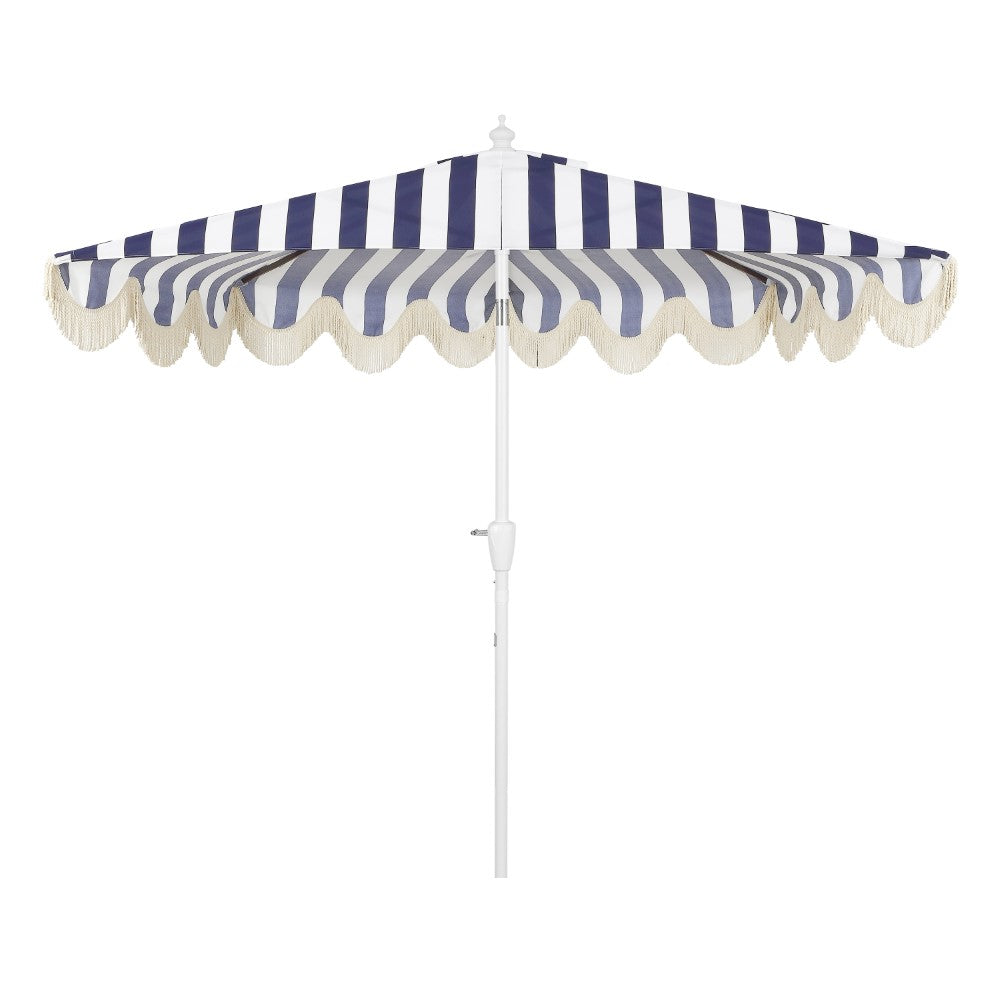 Looney 9 ft. Designer Classic Scalloped Fringe Half Market Patio Umbrella
