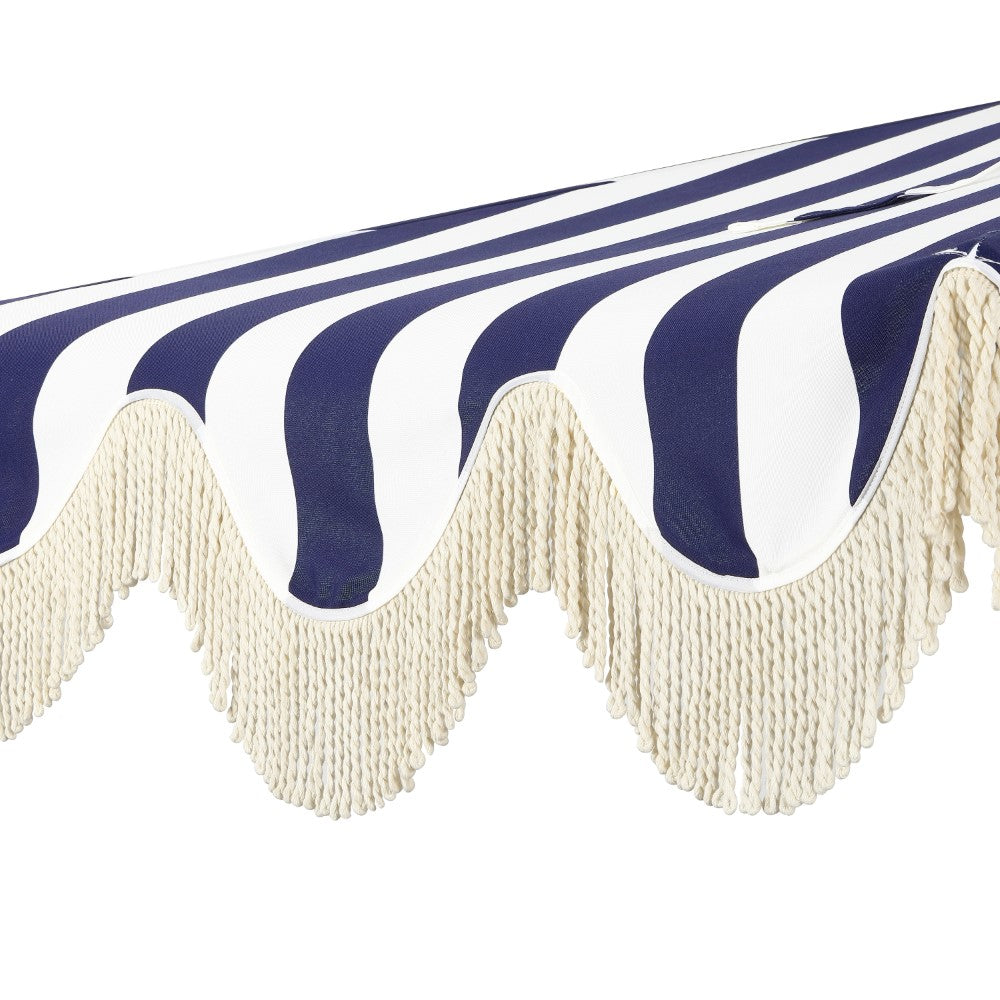 Looney 9 ft. Designer Classic Scalloped Fringe Half Market Patio Umbrella