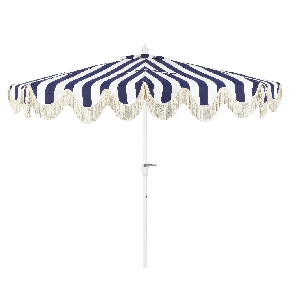 Looney 9 ft. Designer Classic Scalloped Fringe Half Market Patio Umbrella