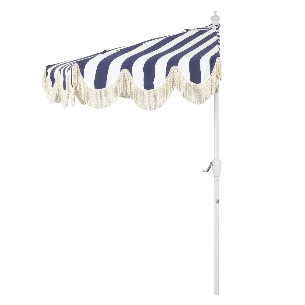 Looney 9 ft. Designer Classic Scalloped Fringe Half Market Patio Umbrella