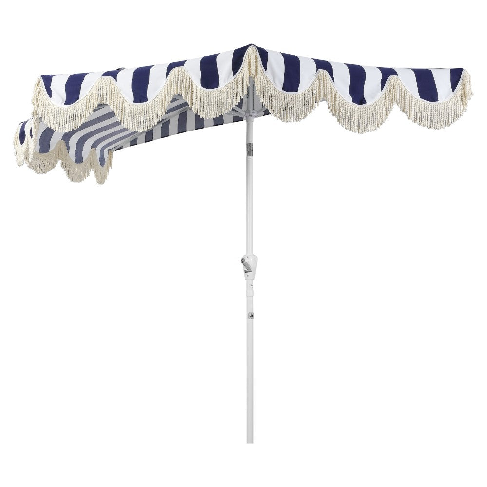 Looney 9 ft. Designer Classic Scalloped Fringe Half Market Patio Umbrella