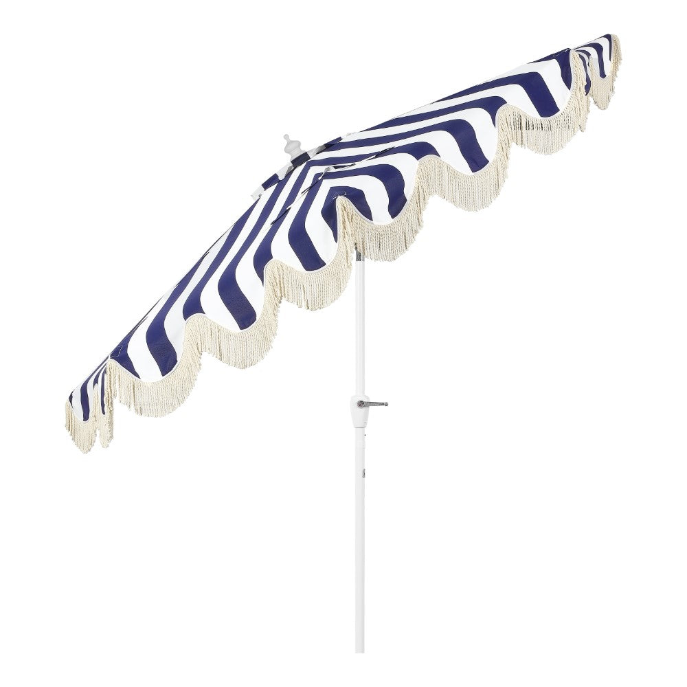 Looney 9 ft. Designer Classic Scalloped Fringe Half Market Patio Umbrella