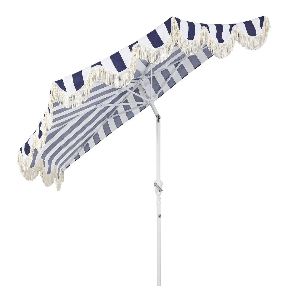 Looney 9 ft. Designer Classic Scalloped Fringe Half Market Patio Umbrella