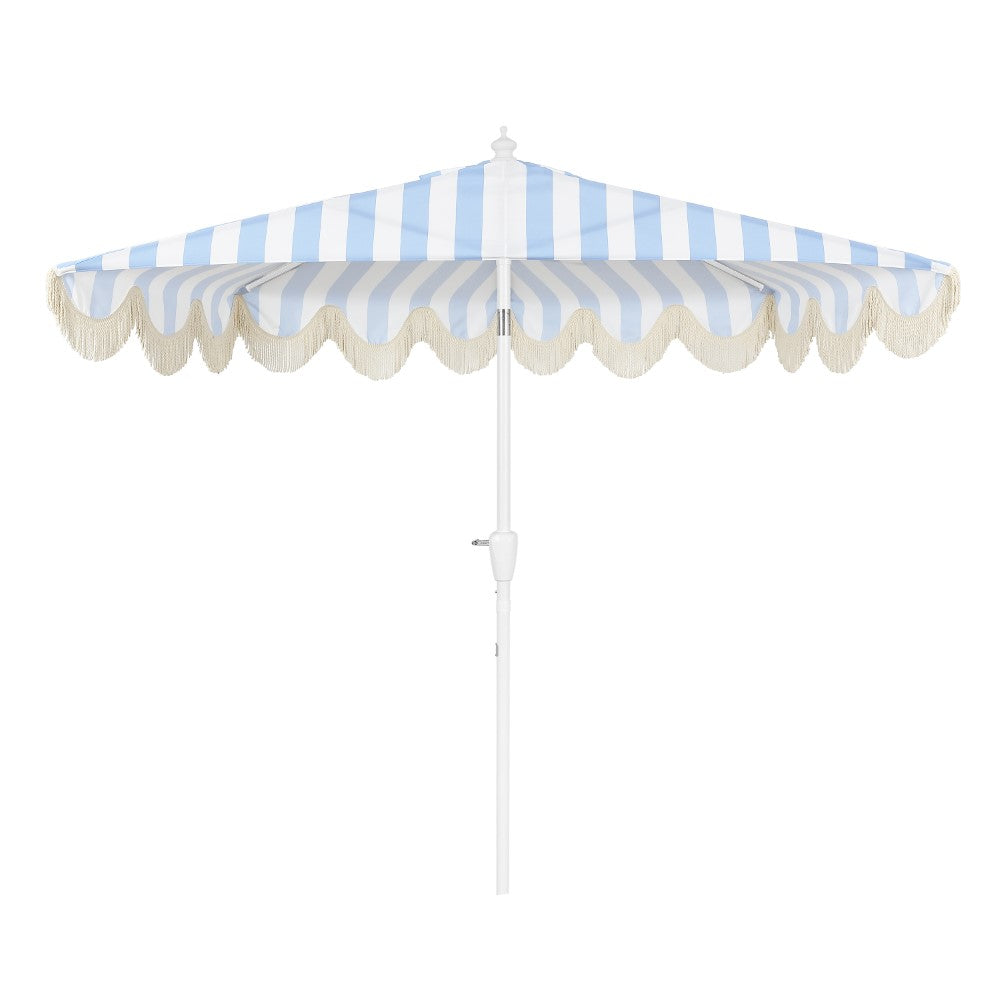 Looney 9 ft. Designer Classic Scalloped Fringe Half Market Patio Umbrella