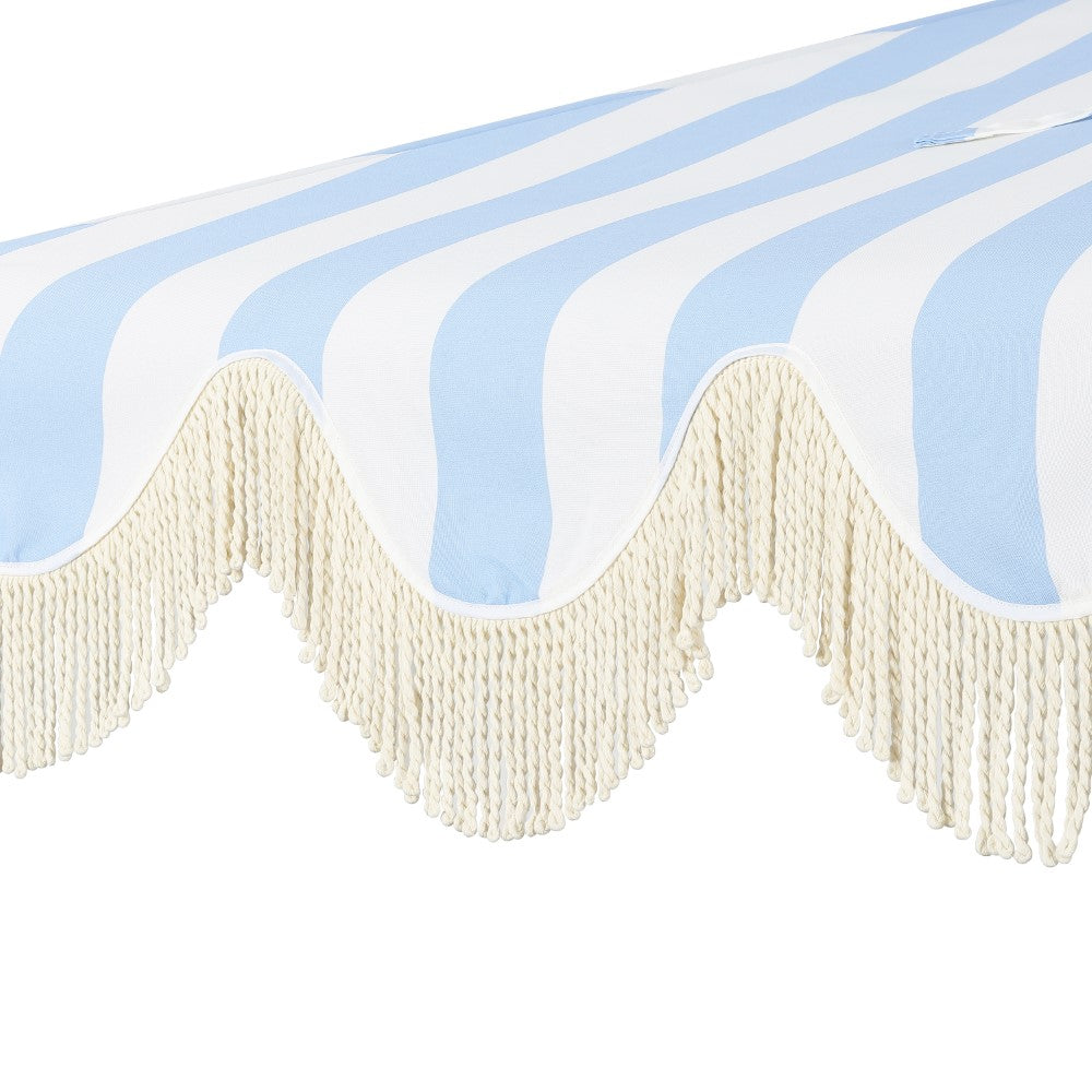 Looney 9 ft. Designer Classic Scalloped Fringe Half Market Patio Umbrella