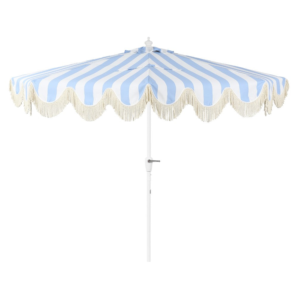 Looney 9 ft. Designer Classic Scalloped Fringe Half Market Patio Umbrella