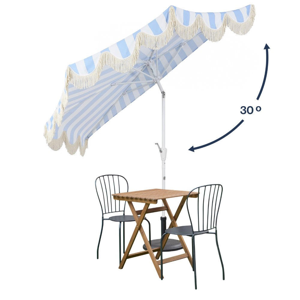 Looney 9 ft. Designer Classic Scalloped Fringe Half Market Patio Umbrella