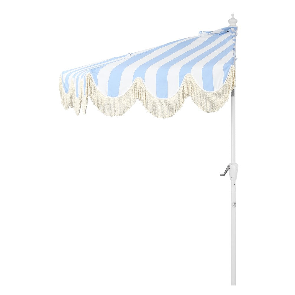 Looney 9 ft. Designer Classic Scalloped Fringe Half Market Patio Umbrella