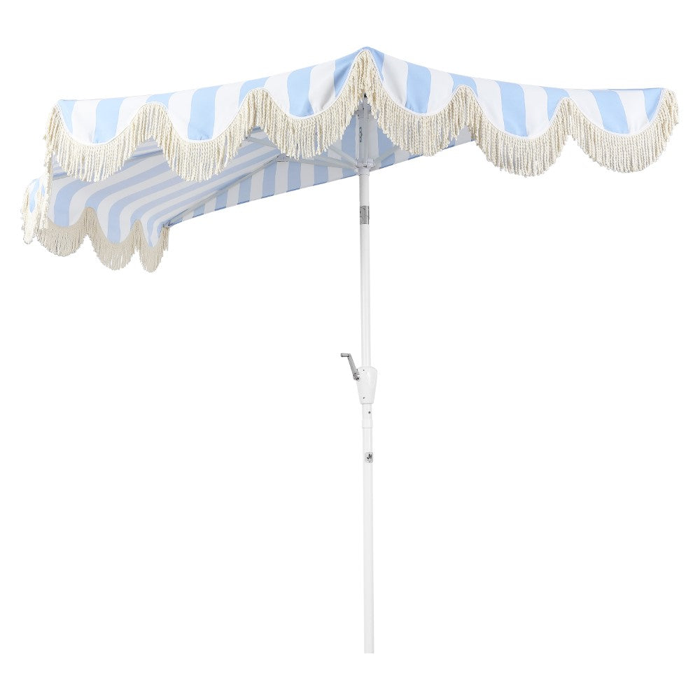 Looney 9 ft. Designer Classic Scalloped Fringe Half Market Patio Umbrella