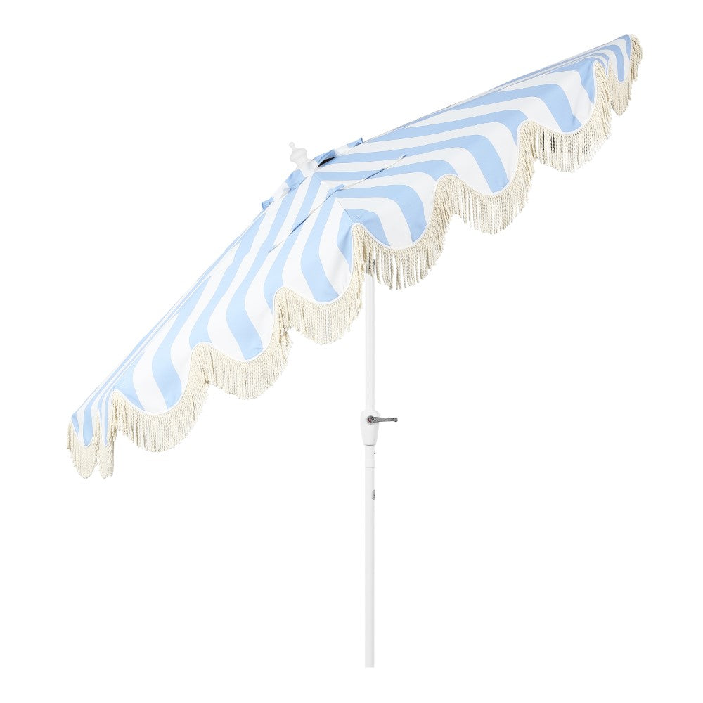 Looney 9 ft. Designer Classic Scalloped Fringe Half Market Patio Umbrella