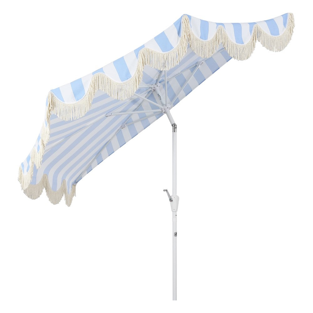 Looney 9 ft. Designer Classic Scalloped Fringe Half Market Patio Umbrella