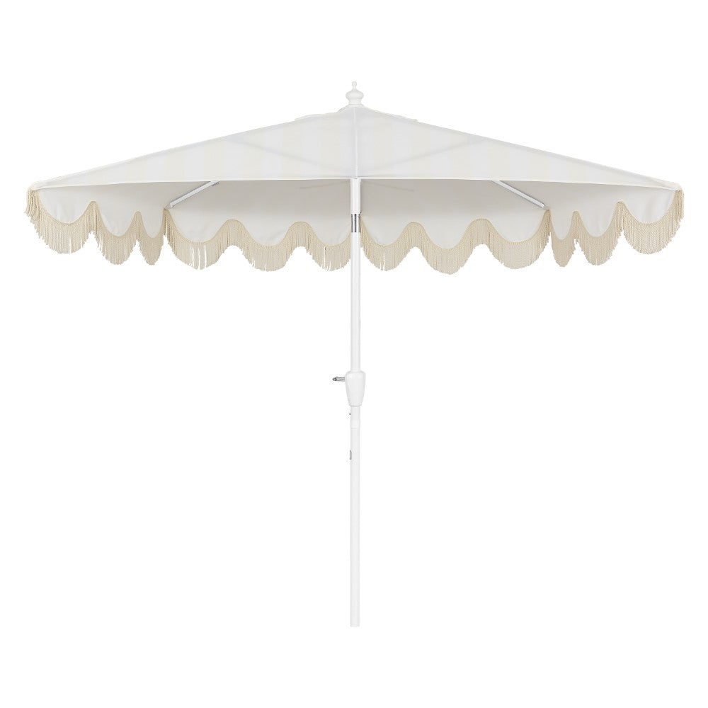 Looney 9 ft. Designer Classic Scalloped Fringe Half Market Patio Umbrella