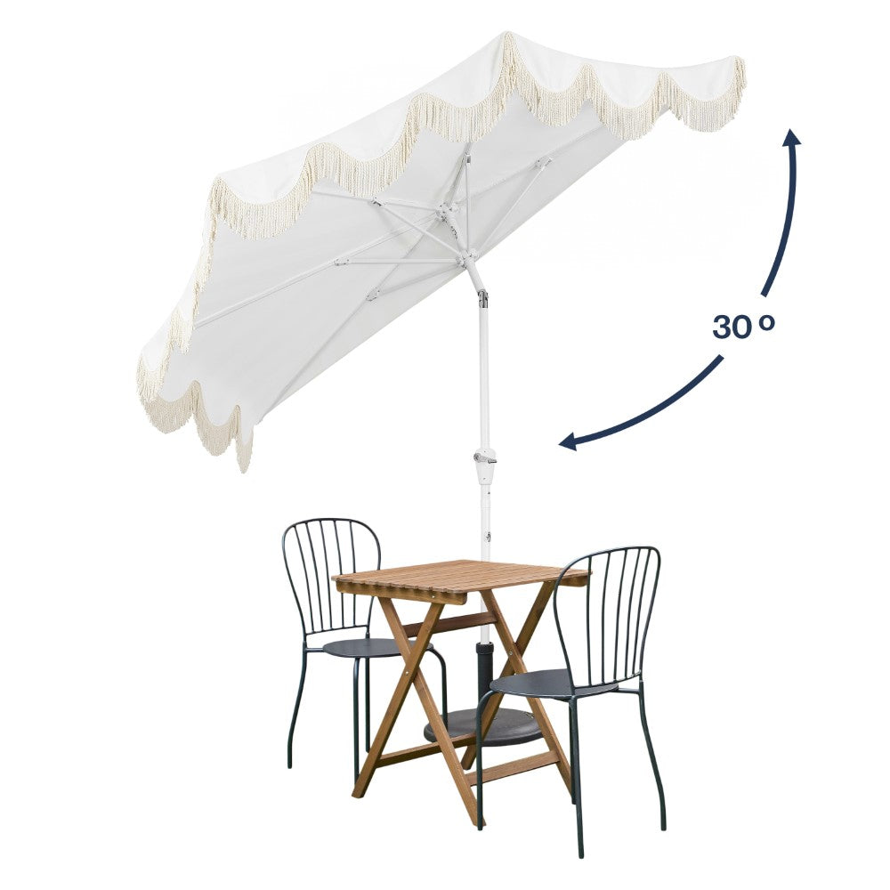 Looney 9 ft. Designer Classic Scalloped Fringe Half Market Patio Umbrella