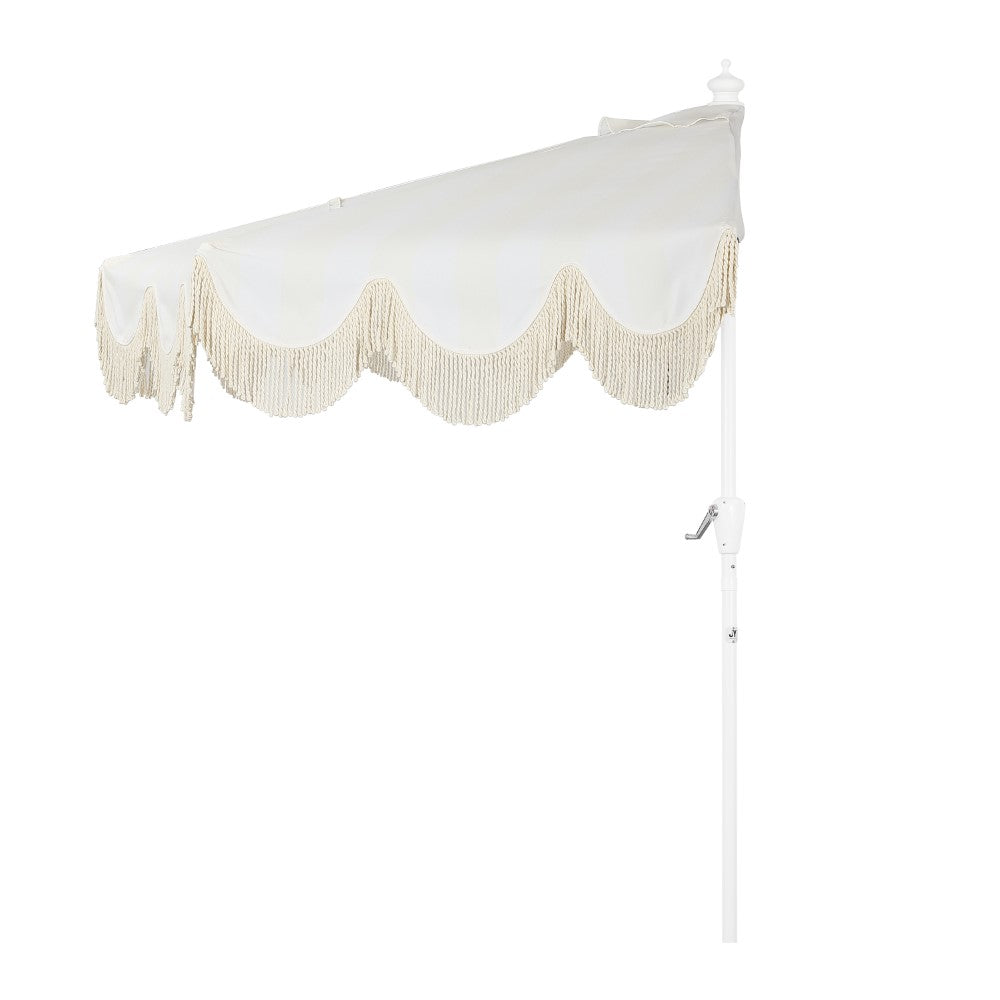 Looney 9 ft. Designer Classic Scalloped Fringe Half Market Patio Umbrella