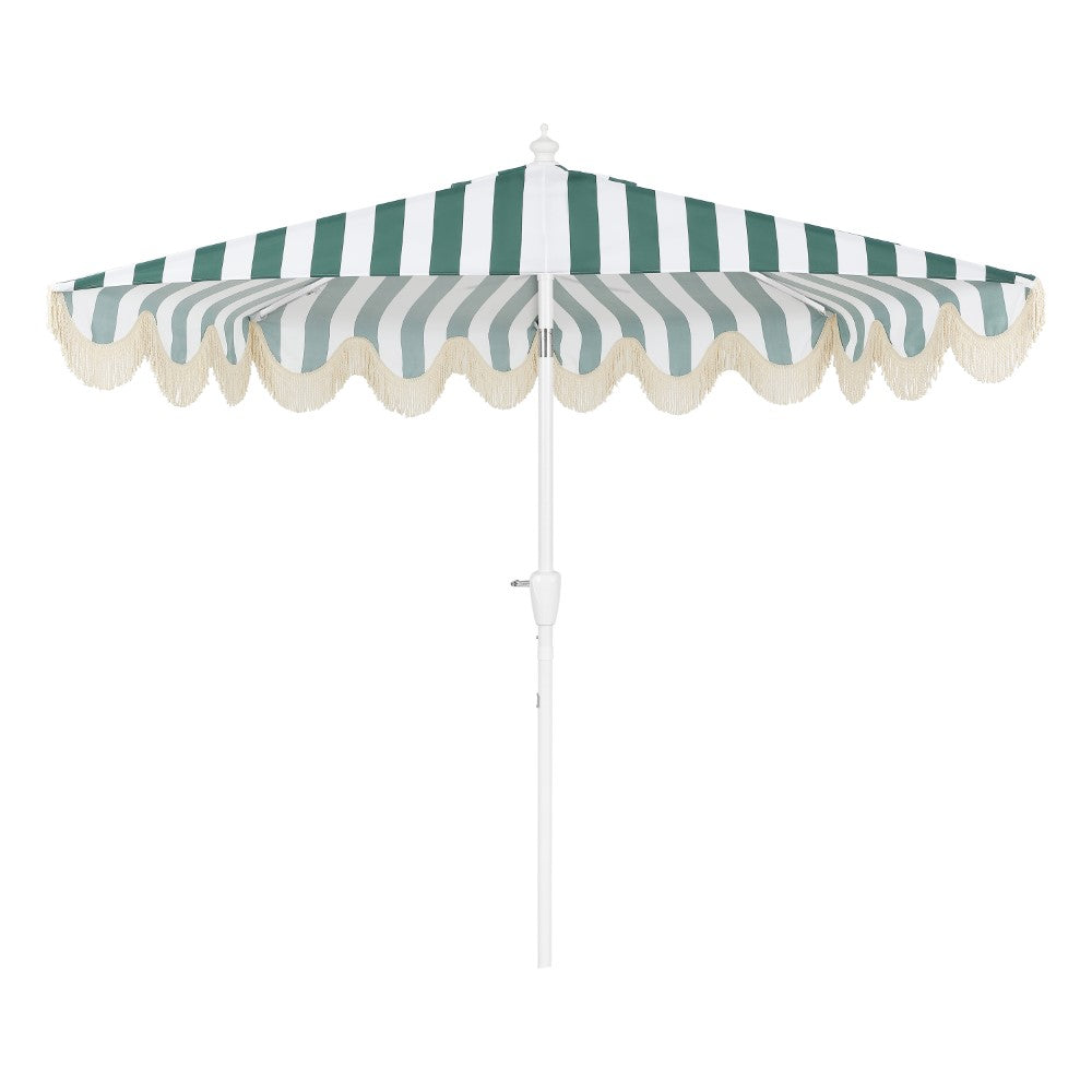 Looney 9 ft. Designer Classic Scalloped Fringe Half Market Patio Umbrella