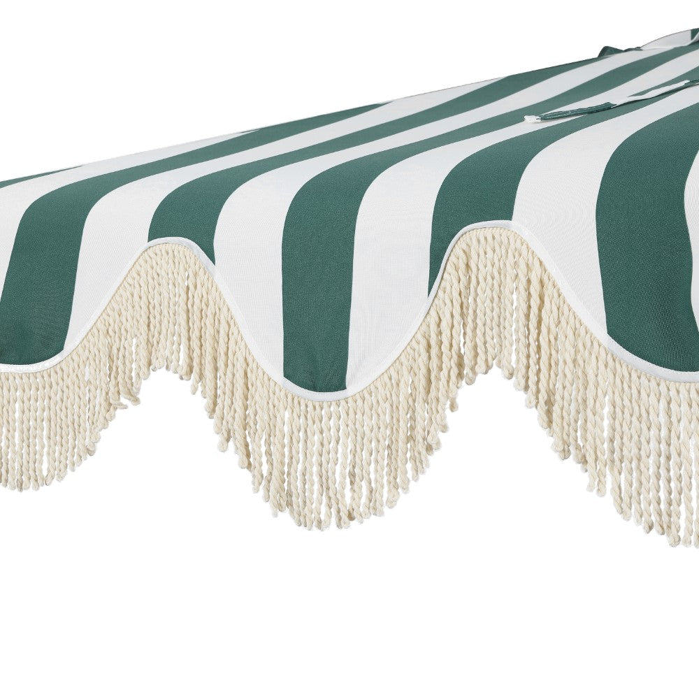 Looney 9 ft. Designer Classic Scalloped Fringe Half Market Patio Umbrella